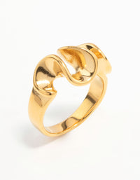 Waterproof Gold Plated Stainless Steel Layered Ribbon Ring - link has visual effect only