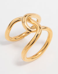 Waterproof Gold Plated Stainless Steel Knotted Wrap Ring - link has visual effect only