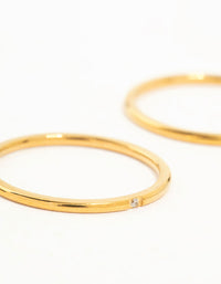 Waterproof Gold Plated Stainless Steel Fine Band Rings 2-Pack - link has visual effect only