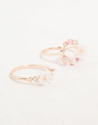 Rose Gold Flower & Circle Cubic Zirconia Rings 2-Pack - link has visual effect only