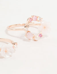 Rose Gold Flower & Circle Cubic Zirconia Rings 2-Pack - link has visual effect only