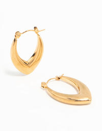 Waterproof Gold Plated Stainless Steel Pointed Puff Hoop Earrings - link has visual effect only