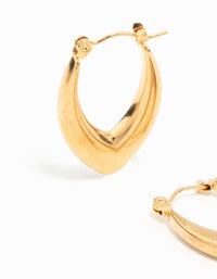 Waterproof Gold Plated Stainless Steel Pointed Puff Hoop Earrings - link has visual effect only