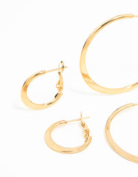 Waterproof Gold Plated Stainless Steel Thin Hoop Earrings 3-Pack - link has visual effect only