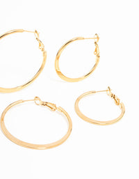 Waterproof Gold Plated Stainless Steel Thin Hoop Earrings 3-Pack - link has visual effect only