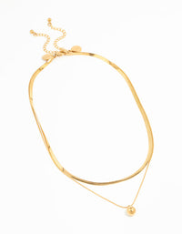 Waterproof Gold Plated Stainless Steel Layered Ball & Chain Pendant Necklace - link has visual effect only