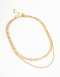 Waterproof Gold Plated Stainless Steel Layered Chain Necklace - link has visual effect only