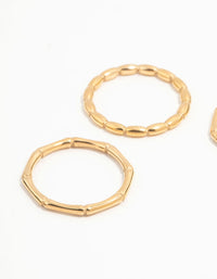 Waterproof Gold Plated Stainless Steel Bamboo Rings 3-Pack - link has visual effect only