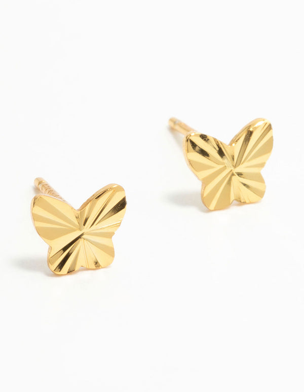 Gold Plated Sterling Silver Butterfly Stud Earrings