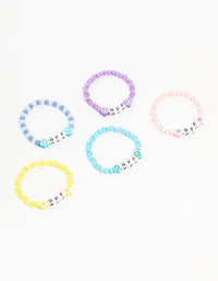 Kids Beaded Floral BFF Stretch Bracelets 5-Pack - link has visual effect only