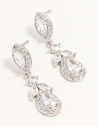 Silver Halo Cubic Zirconia  Drop Earrings - link has visual effect only