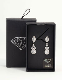 Silver Halo Cubic Zirconia  Drop Earrings - link has visual effect only