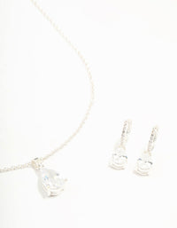 Cubic Zirconia Teardrop Necklace & Earrings Set - link has visual effect only