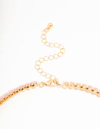 Pink Cubic Zirconia Navette Choker Gold Necklace - link has visual effect only