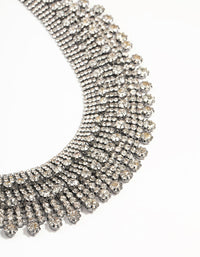 Silver Diamante Fan Cupchain Bib Necklace - link has visual effect only