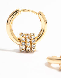 Gold Plated Mini Diamante Rings Huggie Earrings - link has visual effect only