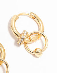 Gold Plated Rings Huggie Drop Earrings - link has visual effect only