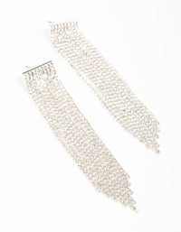 Silver Plated Cupchain Diamante Fringe Stud Earrings - link has visual effect only