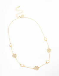 Gold Plated Alternating Small & Medium Flower Necklace - link has visual effect only