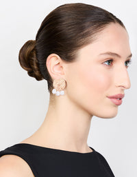 Gold Hammered Coin & Pearl Drop Earrings - link has visual effect only