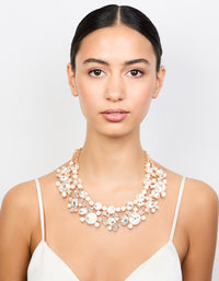 Gold Statement Diamante Pearl Necklace - link has visual effect only