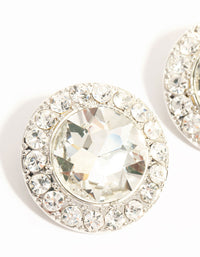 Silver Circle Diamante Stud Earrings - link has visual effect only