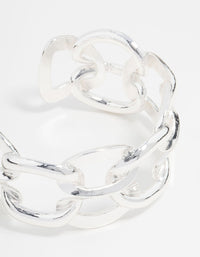 Silver Chunky Link Chain Wrist Cuff - link has visual effect only