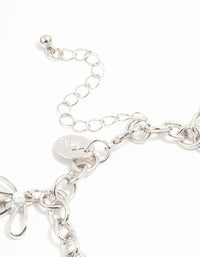 Silver Bow & Heart Charm Bracelet - link has visual effect only