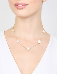 Gold Cubic Zirconia Clover Necklace - link has visual effect only