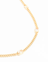 Gold Cubic Zirconia Chain Oval Stone Necklace - link has visual effect only