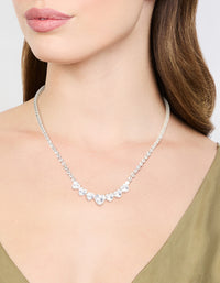 Silver Cubic Zirconia Graduating Heart Necklace - link has visual effect only