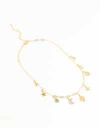 Gold Plated Celestial Charm Necklace - link has visual effect only