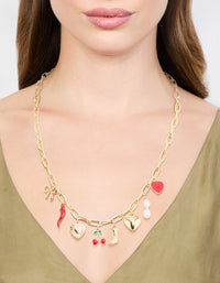 Gold Plated Chili & Cherry Charm Necklace - link has visual effect only