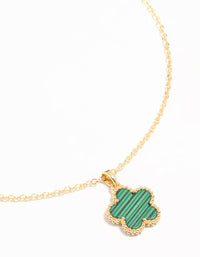 Gold Plated Emerald Clover Pendant Necklace - link has visual effect only