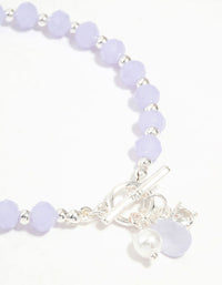 Silver Pearl & Diamante Beaded T&O Bracelet - link has visual effect only