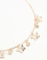 Gold Diamante Butterfly Drop Charm Necklace - link has visual effect only