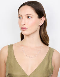 Silver Diamante Rectangular Chain Necklace - link has visual effect only