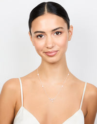 Silver Station Pearl Diamante Bow Necklace - link has visual effect only