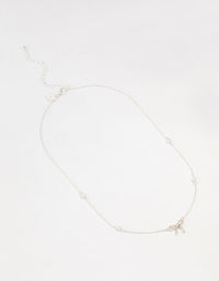 Silver Station Pearl Diamante Bow Necklace - link has visual effect only