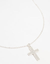 Silver Glitter Cross Necklace - link has visual effect only