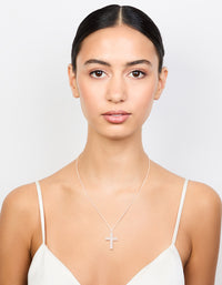 Silver Glitter Cross Necklace - link has visual effect only