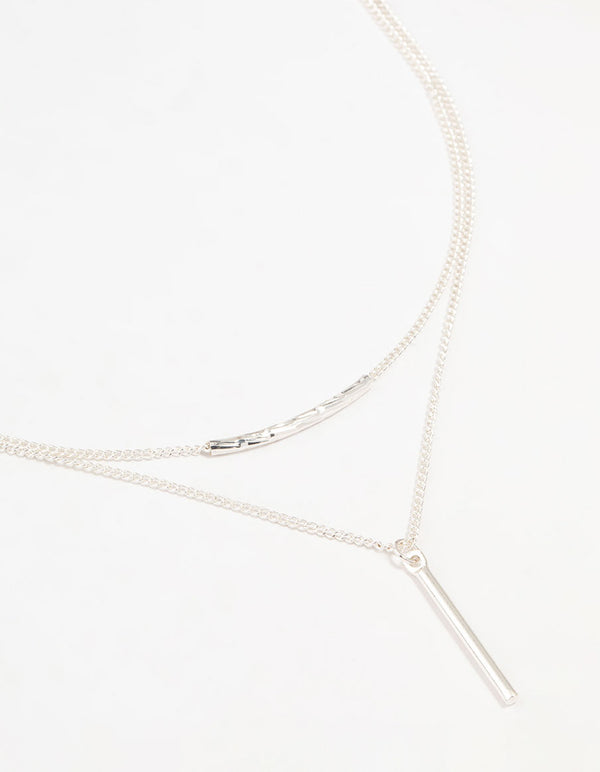 Silver Bar Layered Necklace