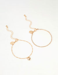 Gold Diamante Chain & Heart Bracelets 2-Pack - link has visual effect only