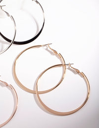 Mixed Metal Square Edged Hoop Earring Pack - link has visual effect only