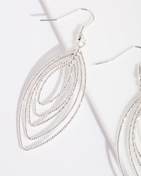 Silver Textured Marquise Drop Earrings - link has visual effect only