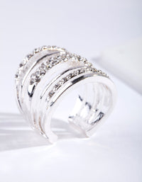 Silver 6 Band Diamante Ring - link has visual effect only