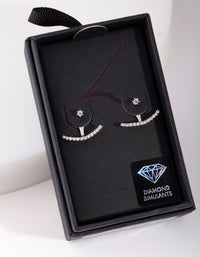 Diamond Simulant Line Jacket Earrings - link has visual effect only