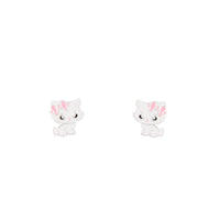 Kids Sterling Silver Enamel Cat Stud Earrings - link has visual effect only