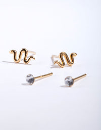 Gold Plated Sterling Silver Snake Earring Pack - link has visual effect only