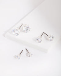 Cubic Zirconia Round Stud Earring Pack - link has visual effect only